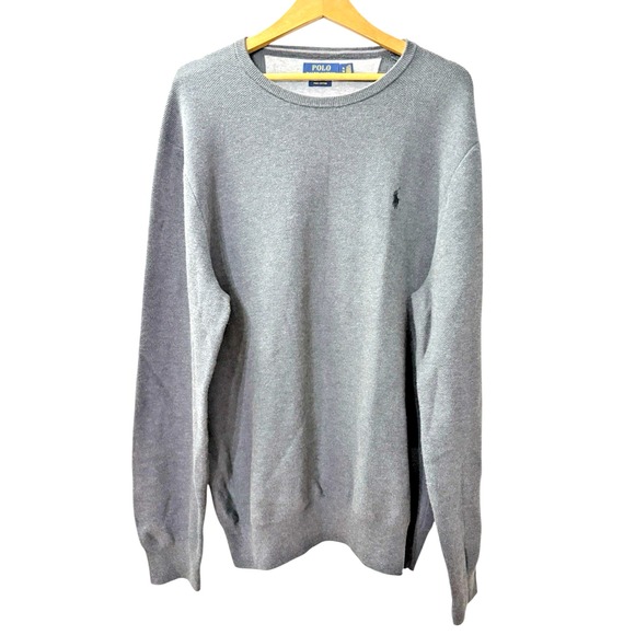 Polo Ralph Lauren MENS XL PRE-OWNED‎ Pima Cotton GRAY Sweater Pullover COTTON - Picture 1 of 9